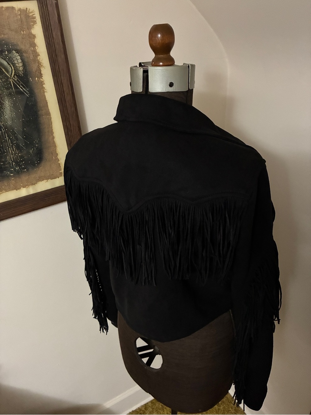 Vegan Suede Wrangler Cropped Fringe Jacket - Picture 3 of 13